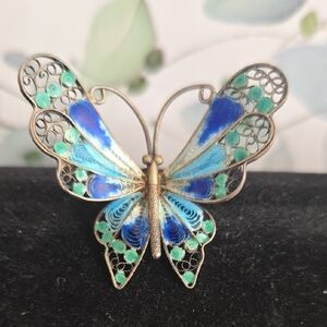 Old Chinese Export Butterfly Brooch